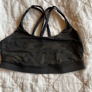 Lululemon Black Camo Sports Bra Size 8